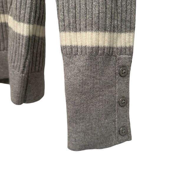 NWT Talbots grey with cream striped turtleneck sweater - s - Picture 2 of 9